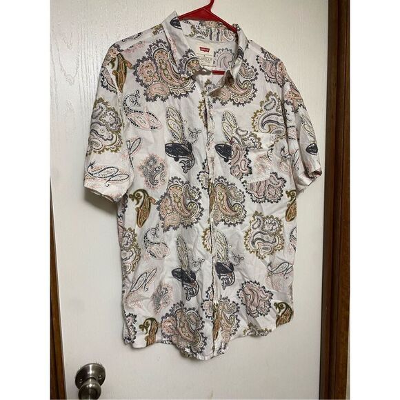 Levi's Extra large Ivory Paisley Button Down Western Vintage Shirt XL - Picture 2 of 5